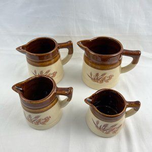 Vintage 4 Brown Harvest Graduated Measuring Cups Stoneware